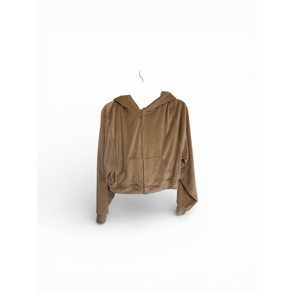 Skims Beige Velour Tt XL Hooded Zip Sweatshirt Y2K style